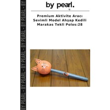 Premium Aktivite Aracı Sevimli Model Ahşap Kedili Marakas Tekli Polos:28
