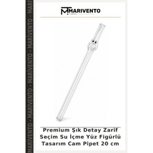 Premium Şık Detay Zarif Seçim Su Içme Yüz Figürlü Tasarım Cam Pipet 20 cm