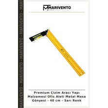 Premium Çizim Aracı Yapı Malzemesi Ofis Aleti Metal Masa Gönyesi - 40 cm - Sarı Renk