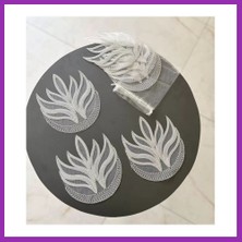 Salmore 6 Lı Dantel Kahve Sunumluğu 15X15 cm Asorti Desenli Dekoratif Bardak Altlığı Bty