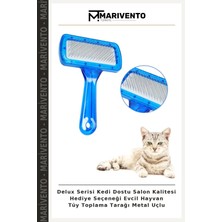 Delux Serisi Kedi Dostu Salon Kalitesi Hediye Seçeneği Evcil Hayvan Tüy Toplama Tarağı Metal Uçlu