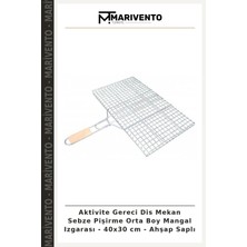Aktivite Gereci Dis Mekan Sebze Pişirme Orta Boy Mangal Izgarası - 40X30 cm - Ahşap Saplı
