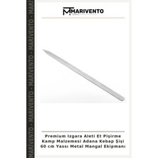 Premium Izgara Aleti Et Pişirme Kamp Malzemesi Adana Kebap Şişi 60 cm Yassı Metal Mangal Ekipmanı