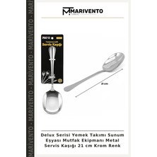 Delux Serisi Yemek Takımı Sunum Eşyası Mutfak Ekipmanı Metal Servis Kaşığı 21 cm Krom Renk