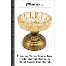 Premium Teras Eşyası Tarz Model Günlük Kullanım Metal Ayaklı Cam Küllük
