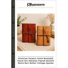 Premium Yaratıcı Çizim Nostaljik Yazım Anı Saklama Yaprak Desenli Retro Deri Defter Vintage Ajanda