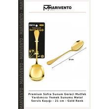 Premium Sofra Sunum Gereci Mutfak Yardımcısı Yemek Sunumu Metal Servis Kaşığı - 21 cm - Gold Renk