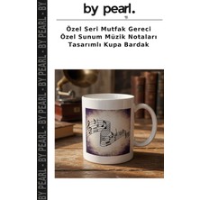 Özel Seri Mutfak Gereci Özel Sunum Müzik Notaları Tasarımlı Kupa Bardak