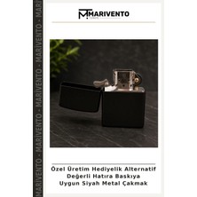 Özel Üretim Hediyelik Alternatif Değerli Hatıra Baskıya Uygun Siyah Metal Çakmak