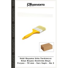 Hobi Boyama Usta Yardımcısı Köşe Boyası Kestirme Boya Fırçası - 70 mm - Sarı Saplı - No 3