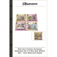 Özel Seri Yaratıcı Kırtasiye Hediyelik Set 2'li Mini Not Defteri Seti - Sulu Dekoratif Kapak