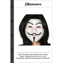 Özel Üretim Oyun Aksesuarı Siyah Renk Takma Kısa Saç ve V For Vendetta Maskesi Anonymous Maskesi