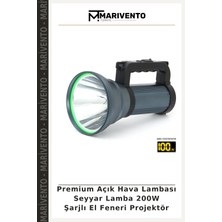 Premium Açık Hava Lambası Seyyar Lamba 200W Şarjlı El Feneri Projektör