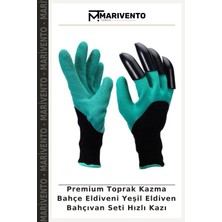 Premium Toprak Kazma Bahçe Eldiveni Yeşil Eldiven Bahçıvan Seti Hızlı Kazı