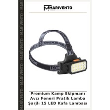 Premium Kamp Ekipmanı Avcı Feneri Pratik Lamba Şarjlı 15 LED Kafa Lambası