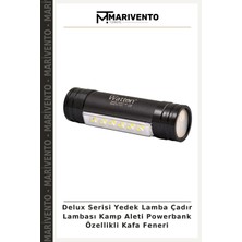 Delux Serisi Yedek Lamba Çadır Lambası Kamp Aleti Powerbank Özellikli Kafa Feneri