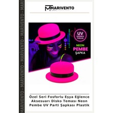 Özel Seri Fosforlu Eşya Eğlence Aksesuarı Disko Teması Neon Pembe Uv Parti Şapkası Plastik