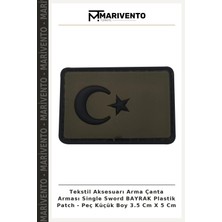 Tekstil Aksesuarı Arma Çanta Arması Single Sword Bayrak Plastik Patch - Peç Küçük Boy 3.5 cm x 5 cm
