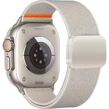 Efnaz Style Apple Watch Ultra 49MM Nylon Manyetik Kordon - Beyaz