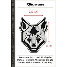 Premium Taktiksel Ek Özgün Detay Işlemeli Aksesuar Single Sword Nakış Patch - Kurt Peç