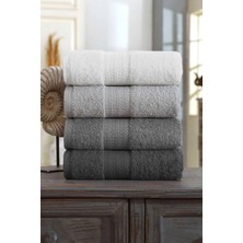 Mira Home 4 Lü El Yüz Havlu Seti %100 Pamuklu Gökkuşağı 50X85 cm Antrasit