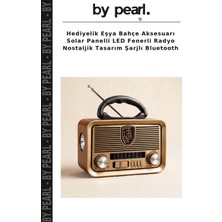 Hediyelik Eşya Bahçe Aksesuarı Solar Panelli LED Fenerli Radyo Nostaljik Tasarım Şarjlı Bluetooth