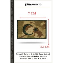 Tekstil Detayı Günlük Tarz Ürünü Single Sword Nakış Bayrak Patch - Peç 7 cm x 3,5cm