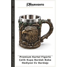 Premium Kartal Figürlü Çelik Kupa Bardak Baba Hediyesi Ev Bardağı
