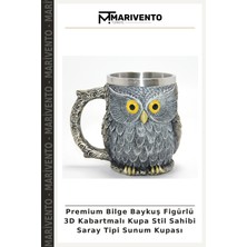 Premium Bilge Baykuş Figürlü 3D Kabartmalı Kupa Stil Sahibi Saray Tipi Sunum Kupası