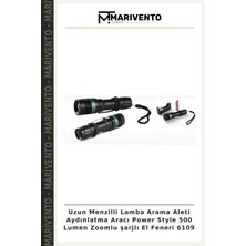 Uzun Menzilli Lamba Arama Aleti Aydınlatma Aracı Power Style 500 Lumen Zoomlu Şarjlı El Feneri 6109