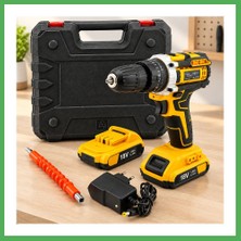 Astraltech Şarjlı Matkap Seti 1850 Rpm 18W Çantalı Yedek Bataryalı (Sarı) Bezoss