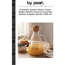 Premium Sunum Gereci Yazılı Model Estetik Tasarım Yuvarlak Mantar Kapaklı Sürahi 1500 ml
