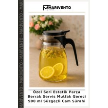 Özel Seri Estetik Parça Berrak Servis Mutfak Gereci 900 ml Süzgeçli Cam Sürahi