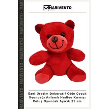 Özel Üretim Dekoratif Obje Çocuk Oyuncağı Anlamlı Hediye Kırmızı Peluş Oyuncak Ayıcık 25 cm