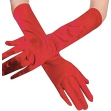 Yakup Tokatlı Moda Ytm Kırmızı Renk Dirseğe Kadar Uzun Kumaş Eldiven 40 cm