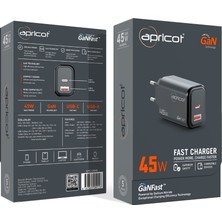 Apricot APC-U545 45W Type-C ve USB Çıkışlı Ultura Hızlı Şarj Aleti