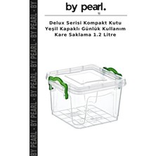 Delux Serisi Kompakt Kutu Yeşil Kapaklı Günlük Kullanım Kare Saklama 1.2 Litre