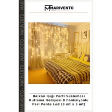 Balkon Işığı Parti Süslemesi Kutlama Hediyesi 8 Fonksiyonlu Peri Perde LED (3 mt x 3 Mt)