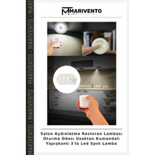 Salon Aydınlatma Restoran Lambası Oturma Odası Uzaktan Kumandalı Yapışkanlı 3'lü LED Spot Lamba