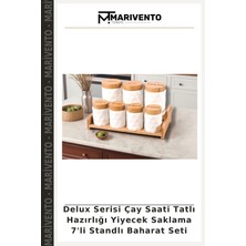 Delux Serisi Çay Saati Tatlı Hazırlığı Yiyecek Saklama 7'li Standlı Baharat Seti