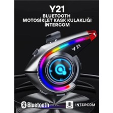 Mudanis Ykm Y21 Rgb Işık Efektli Intercom Bluetooth Motosiklet Kask Kulaklığı Intercom Kulaklık