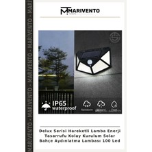 Delux Serisi Hareketli Lamba Enerji Tasarrufu Kolay Kurulum Solar Bahçe Aydınlatma Lambası 100 LED