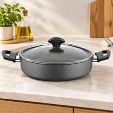 Royaleks Ykm Granit Basık Karnıyarık Tencere Cam Kapak