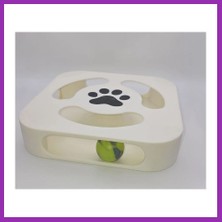 Salmore 3D Baskı Etkileşimli Kedi Oyuncağı Pati Desenli Toplu Zeka Oyuncağı Kare Toplu Parkur Krem Siyah Bty