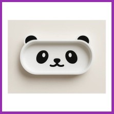 Salmore 3D Baskı Panda Gözlük Tepsisi Sevimli Masaüstü Gözlük Tutucu ve Kalemlik Tepsisi Beyaz Siyah Bty
