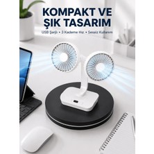 Yakup Tokatlı Moda Ytm 720° Döner Çift Taraflı Masaüstü Vantilatör – USB Şarjlı Sessiz Fan