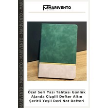 Özel Seri Yazı Tahtası Günlük Ajanda Çizgili Defter Altın Şeritli Yeşil Deri Not Defteri