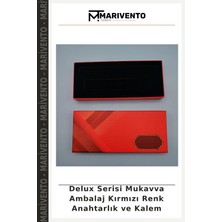 Delux Serisi Mukavva Ambalaj Kırmızı Renk Anahtarlık ve Kalem