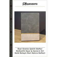 Özel Üretim Şekilli Defter Hediyelik Eşya Ip Ayracın Gri Gold Detaylı Deri Hatıra Defteri