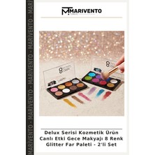 Delux Serisi Kozmetik Ürün Canlı Etki Gece Makyajı 8 Renk Glitter Far Paleti - 2'li Set